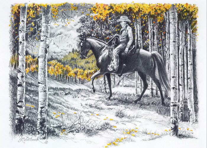 Aspen Greeting Card featuring the drawing A Golden Opportunity by Jill Westbrook