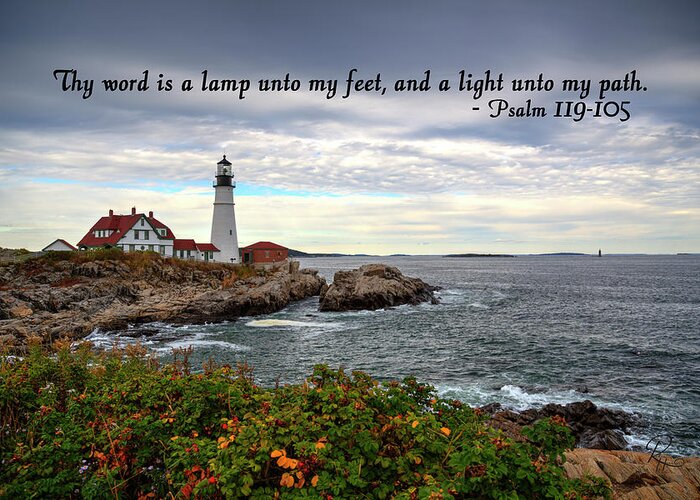 Scripture Greeting Card featuring the photograph A Lamp Unto My Feet by Robert Harris