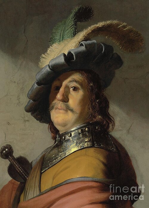 Rembrandt Greeting Card featuring the painting A man in a gorget and cap by Rembrandt Harmensz van Rijn