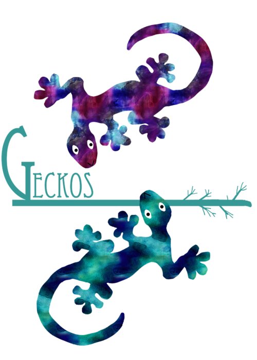 Geckos Greeting Card featuring the digital art A Pair of Watercolor Geckos by Kandy Hurley