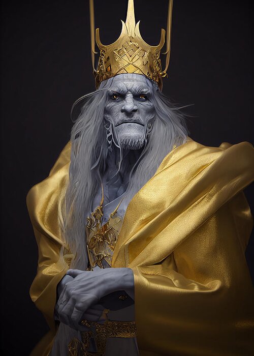 A Photorealistic Wight King Wearing A Gold Tiara And Cler 42b41be5 6ae8 4262 B547 11165d51e61a Art Greeting Card featuring the painting A photorealistic Wight King wearing a gold tiara and cler 42b41be5 6ae8 4262 b547 1116 by Celestial Images