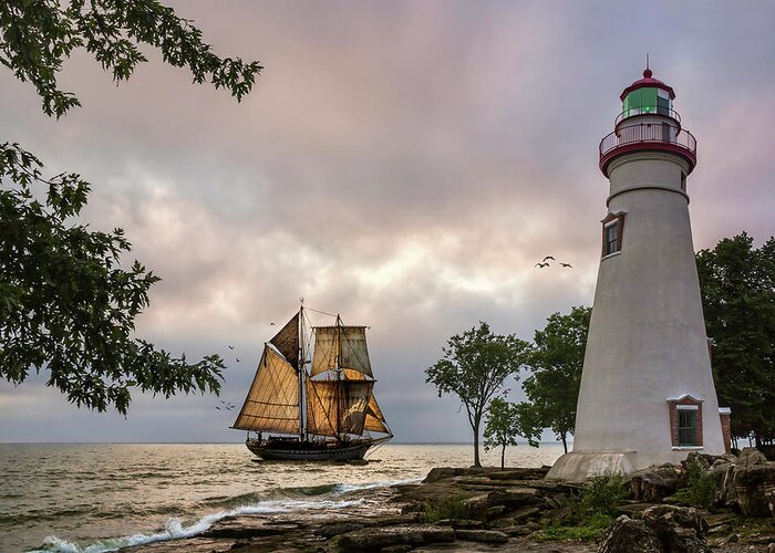 Marblehead Lighthouse Greeting Card featuring the photograph A Place To Dream by Dale Kincaid