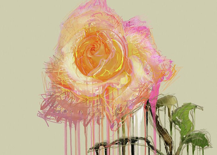 Rose Greeting Card featuring the mixed media A Rose By Any Other Name - Cream by BFA Prints