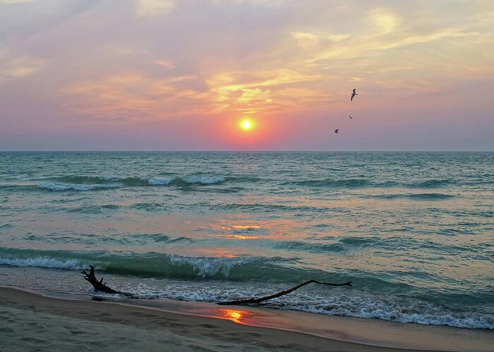 Lake Michigan Greeting Card featuring the photograph A Sunset To Remember by Kathi Mirto