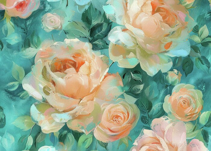 Floral Greeting Card featuring the painting A Touch Of Turquoise by Tina LeCour