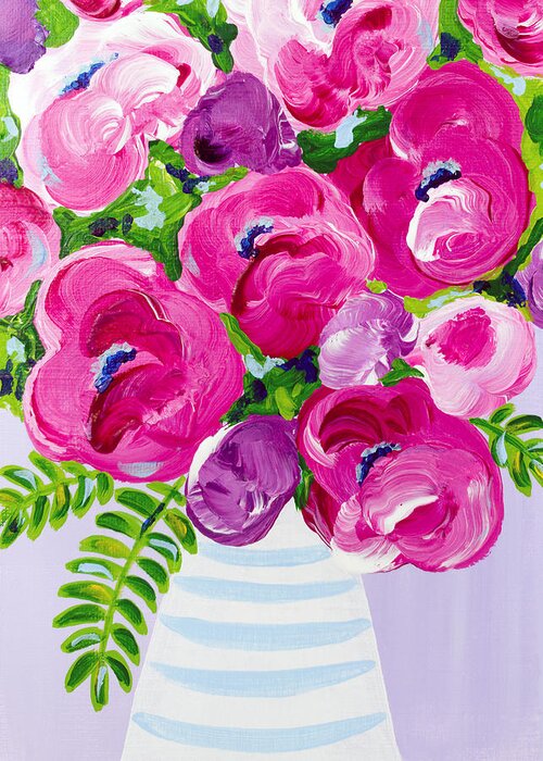 Abstract Floral Greeting Card featuring the painting A Touch of Violet by Beth Ann Scott