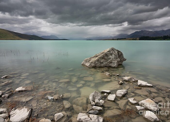 Beautiful Greeting Card featuring the photograph A very gloomy afternoon at Lake Tekapo by Anges Van der Logt