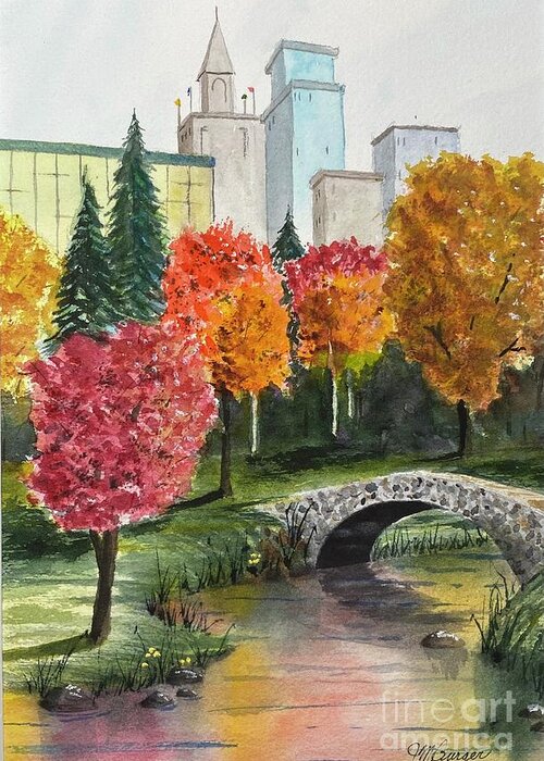 Park Greeting Card featuring the painting A Walk in the Park by Joseph Burger