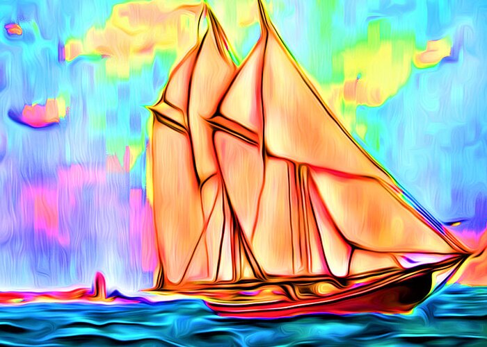 Abstract Greeting Card featuring the digital art A Wind at My Sails - Abstract by Ronald Mills