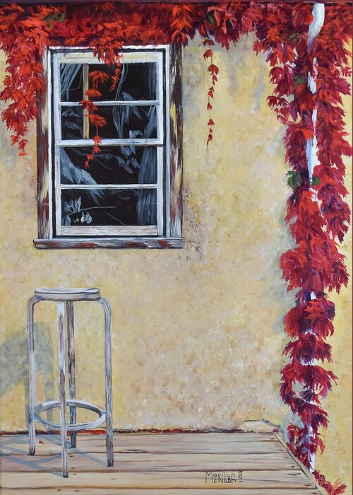 Manigotagan Greeting Card featuring the painting A Window View 2 by Marilyn McNish