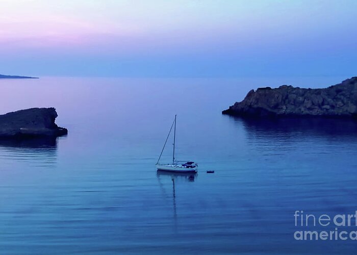 Digital Art Greeting Card featuring the photograph A yacht in the early morning light by Pics By Tony