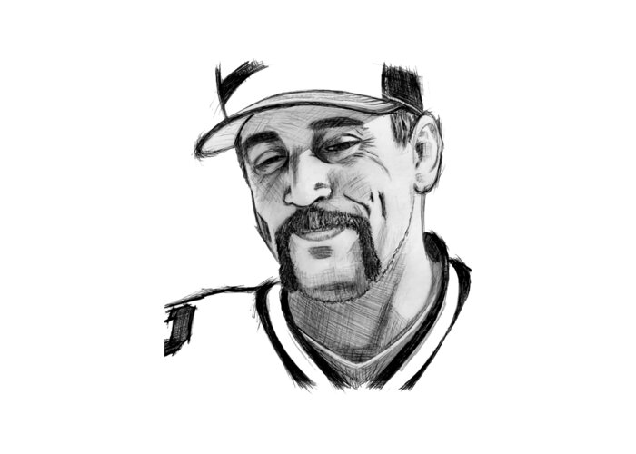 Football Greeting Card featuring the digital art Aaron Rodgers Sketch by Kelvin Kent