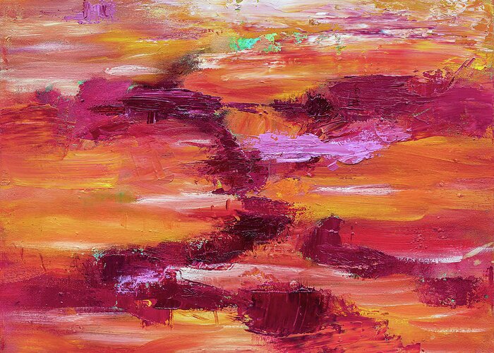Abstract Greeting Card featuring the painting Abstract 99 by Maria Meester