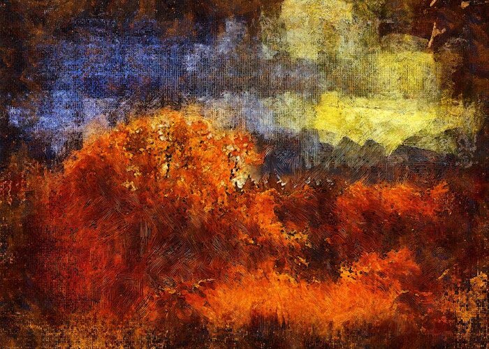 Abstract Greeting Card featuring the mixed media Abstract Autumn by Christopher Reed