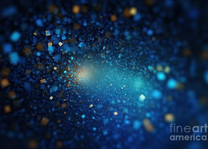 Light Greeting Card featuring the painting Abstract bright glitter blue background out of focus.3 d render. by N Akkash