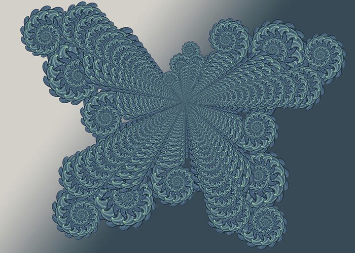 Green Greeting Card featuring the digital art Fractal Butterfly by Cathy Harper