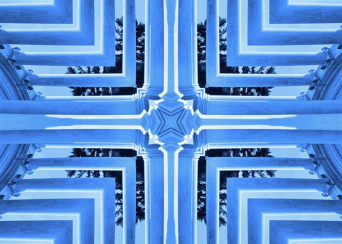 Pillars Greeting Card featuring the photograph Abstract Columns 23 in Blue by Mike McGlothlen