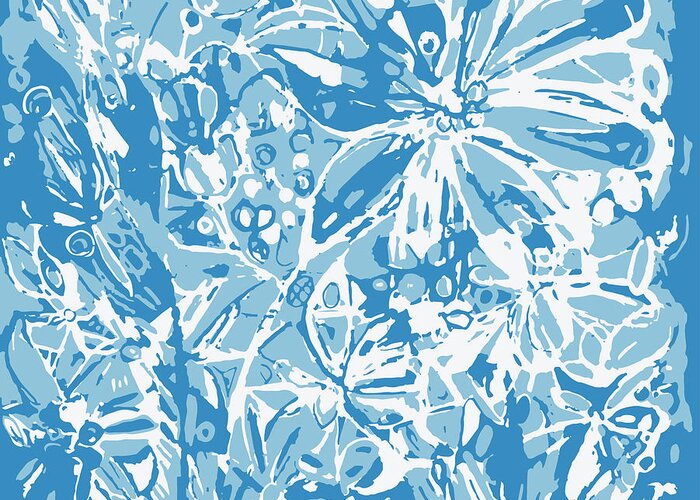 Abstract Nature Greeting Card featuring the digital art Abstract Flowers Design in Blue by Patricia Awapara
