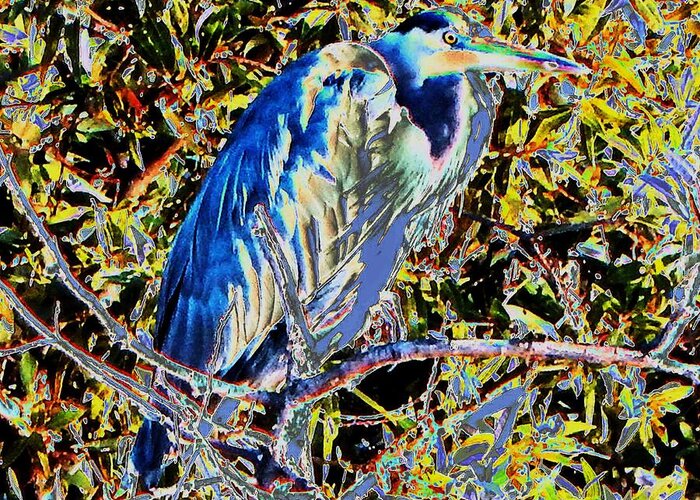 Bird Greeting Card featuring the photograph Abstract Heron in Tree by Andrew Lawrence