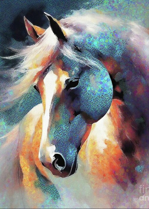 Abstract Greeting Card featuring the digital art Abstract Horse Portrait - 01940 by Philip Preston