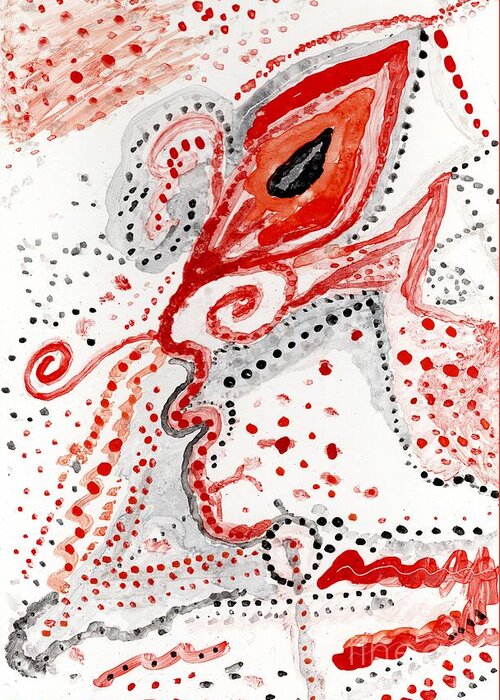 Abstract Greeting Card featuring the glass art Abstract In Red And Grey by Bentley Davis