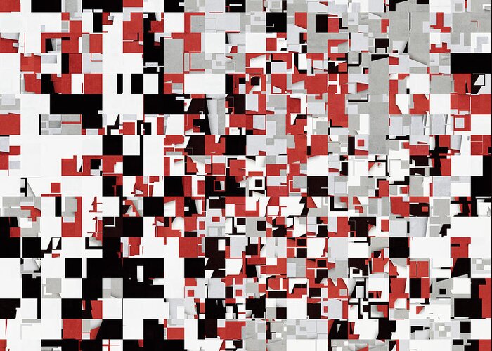 Red Greeting Card featuring the digital art Abstract Jumble Pattern by Phil Perkins