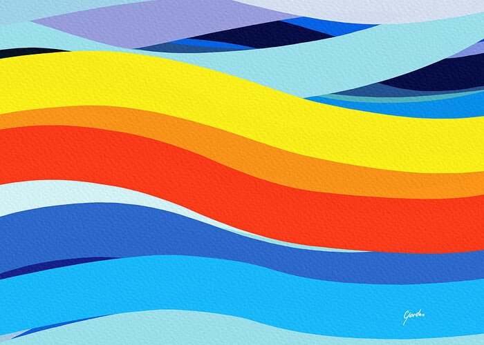 Abstract Greeting Card featuring the painting Abstract Lines Summer Beach Art Painting by iAbstractArt