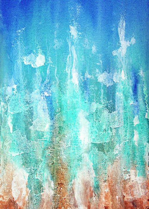 Abstract Greeting Card featuring the painting Abstract Ocean by Rebecca Davis