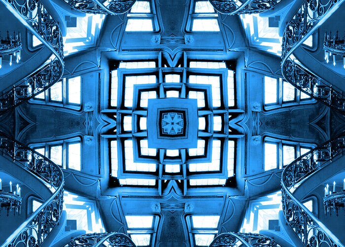 Abstract Stairs Greeting Card featuring the photograph Abstract Stairs 5 in Blue by Mike McGlothlen