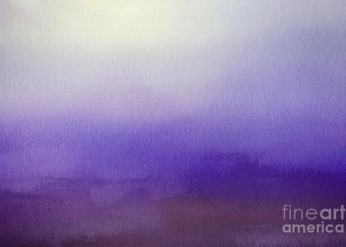 Purple Greeting Card featuring the painting Abstract Watercolor Blend Dark - Light Purple and White Paper Texture by PIPA Fine Art - Simply Solid