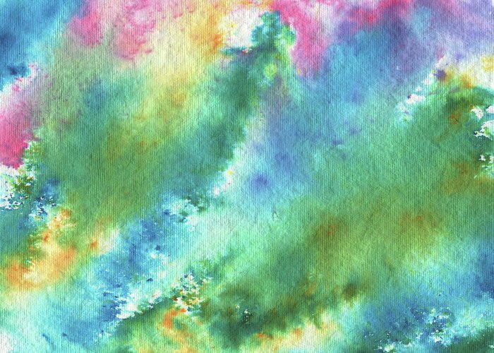 Abstract Watercolor Greeting Card featuring the painting Abstract Watercolor Rainbow Splashes Organic Natural Happy Colors Art III by Irina Sztukowski