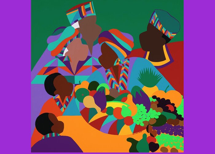 African Greeting Card featuring the painting Abundance by Synthia SAINT JAMES