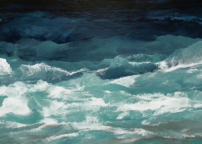  Abstract Seascape Greeting Card featuring the painting Abundant as the Seas by Linda Bailey