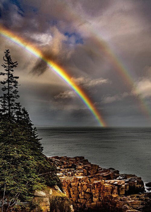 Maine Greeting Card featuring the photograph Acadia Double Rainbow II by William Christiansen
