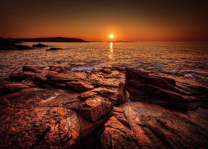 Acadia National Park Greeting Card featuring the photograph Acadia Sunrise a6082 by Greg Hartford