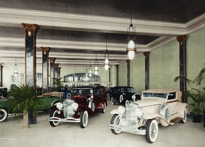 Auburn Greeting Card featuring the photograph ACD Showroom 1930 by Retrographs