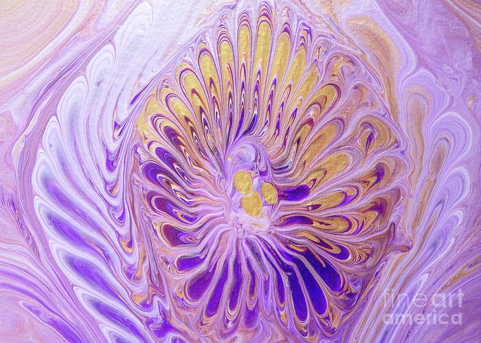 Acrylic Pour Greeting Card featuring the painting Acrylic Pour Purple Dream Flower by Elisabeth Lucas