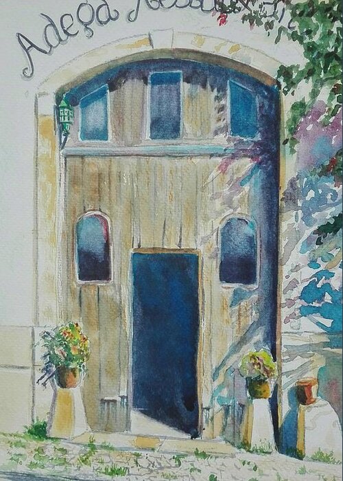 Portugal Greeting Card featuring the painting Adega Casa Grande by Sandie Croft