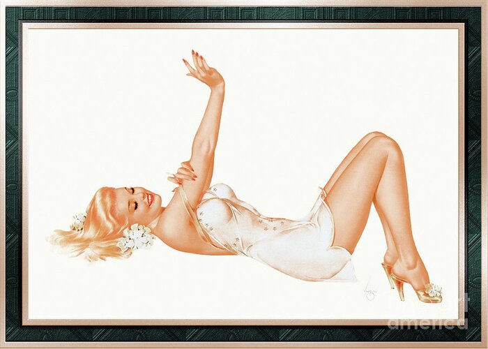 Admiration Greeting Card featuring the painting Admiration by Alberto Vargas Vintage Pin-Up Girl Art by Rolando Burbon