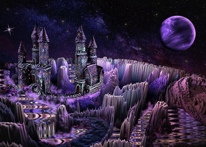 Art Greeting Card featuring the digital art Adventure to Far Away Castle by Artful Oasis