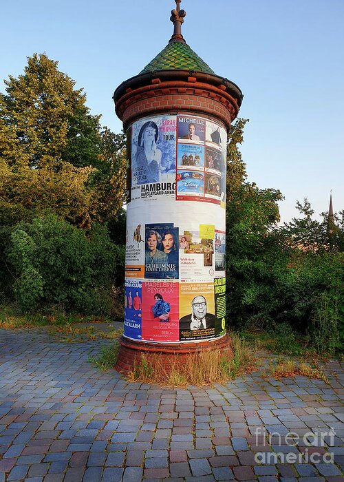 City Greeting Card featuring the photograph Advertising Column - Hamburg by Yvonne Johnstone