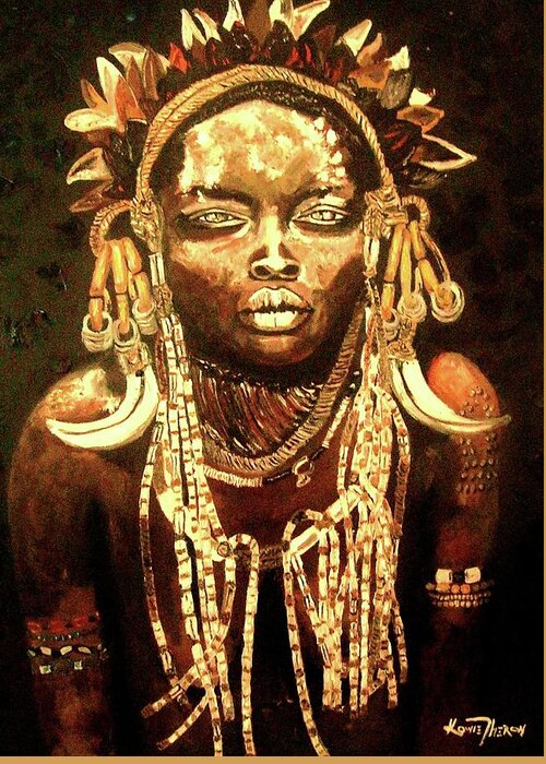 Africa Greeting Card featuring the painting African Beauty by Kowie Theron