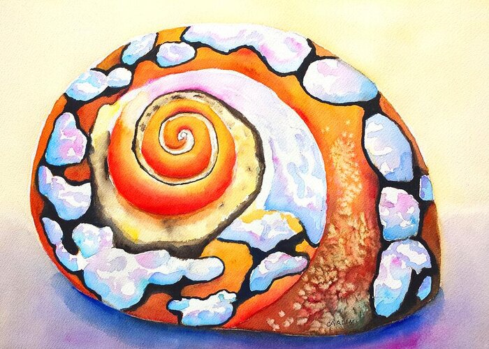 Shell Greeting Card featuring the painting African Turbo Shell by Carlin Blahnik CarlinArtWatercolor