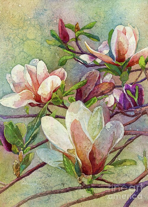 Magnolia Greeting Card featuring the painting After a Fresh Rain by Hailey E Herrera