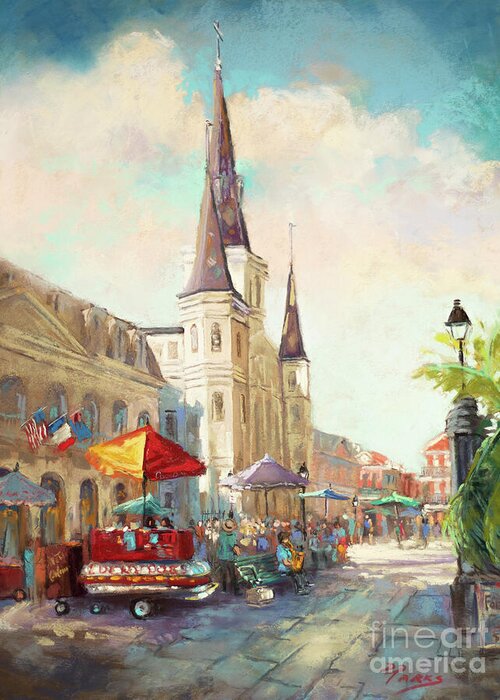 Jackson Square Greeting Card featuring the painting Afternoon Light, Jackson Square by Dianne Parks