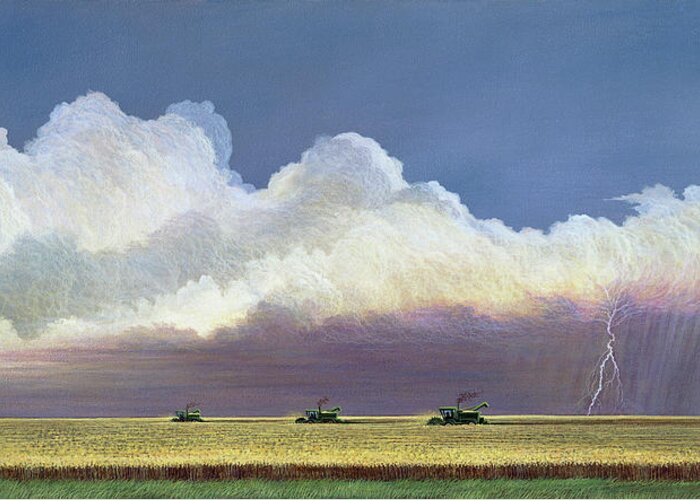 Landscape Greeting Card featuring the painting Against The Storm by George Lightfoot