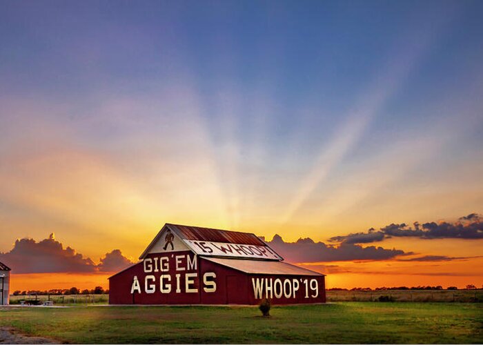 Aggie Barn Greeting Card featuring the photograph Aggie Barn Fifteen Nineteen by Angie Mossburg