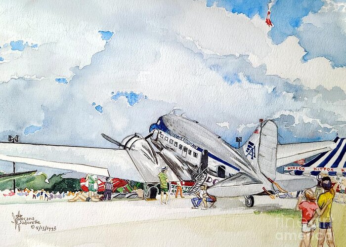 Airshow Greeting Card featuring the painting Airshow by Merana Cadorette