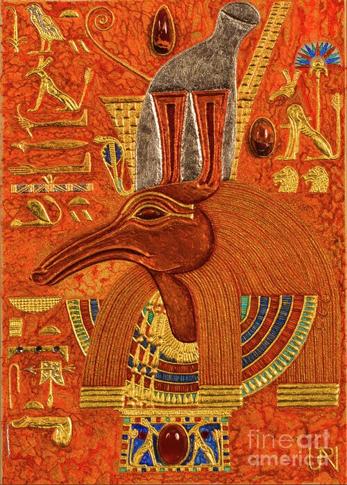 Ancient Greeting Card featuring the mixed media Akem-Shield of Sutekh Who is Great of Strength by Ptahmassu Nofra-Uaa