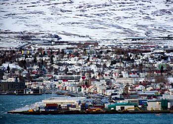 Northern Greeting Card featuring the photograph Akureyri by Robert Grac